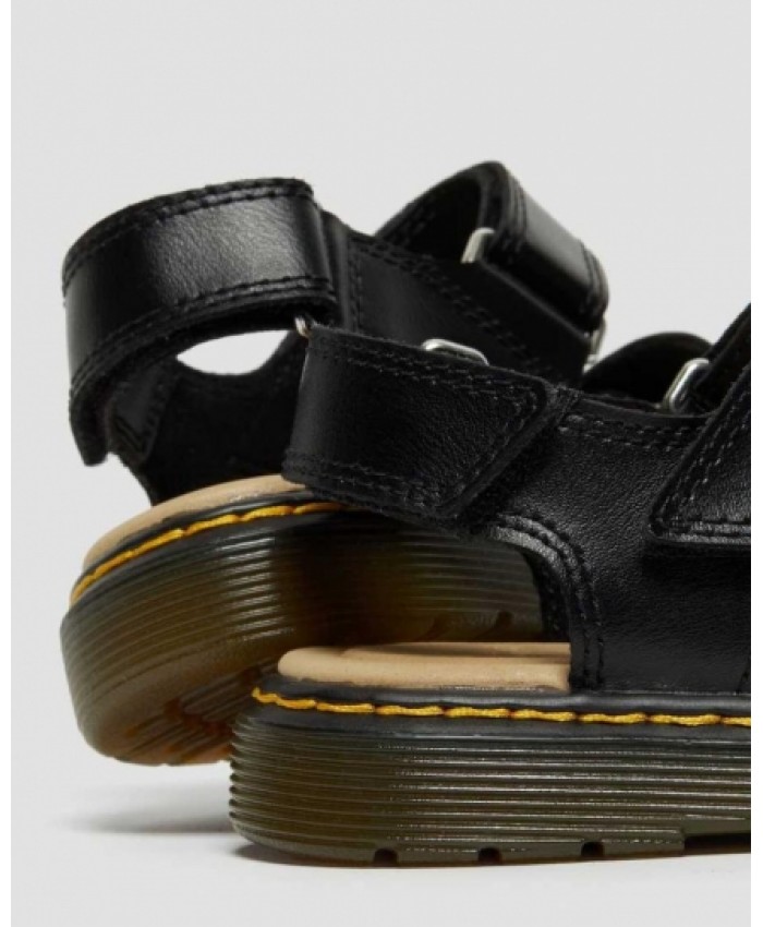 
            Junior Romi Leather Velcro Sandals BLACK        