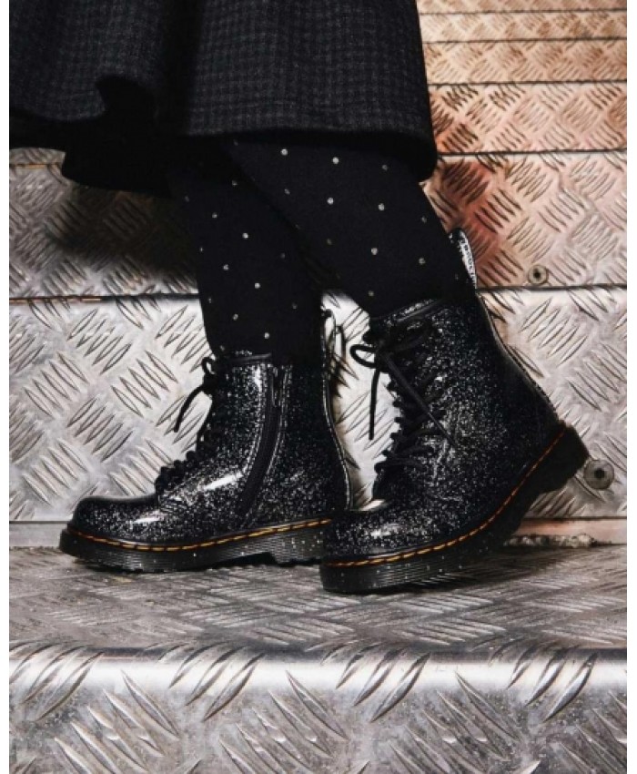
            Toddler 1460 Glitter Lace Up Boots BLACK        