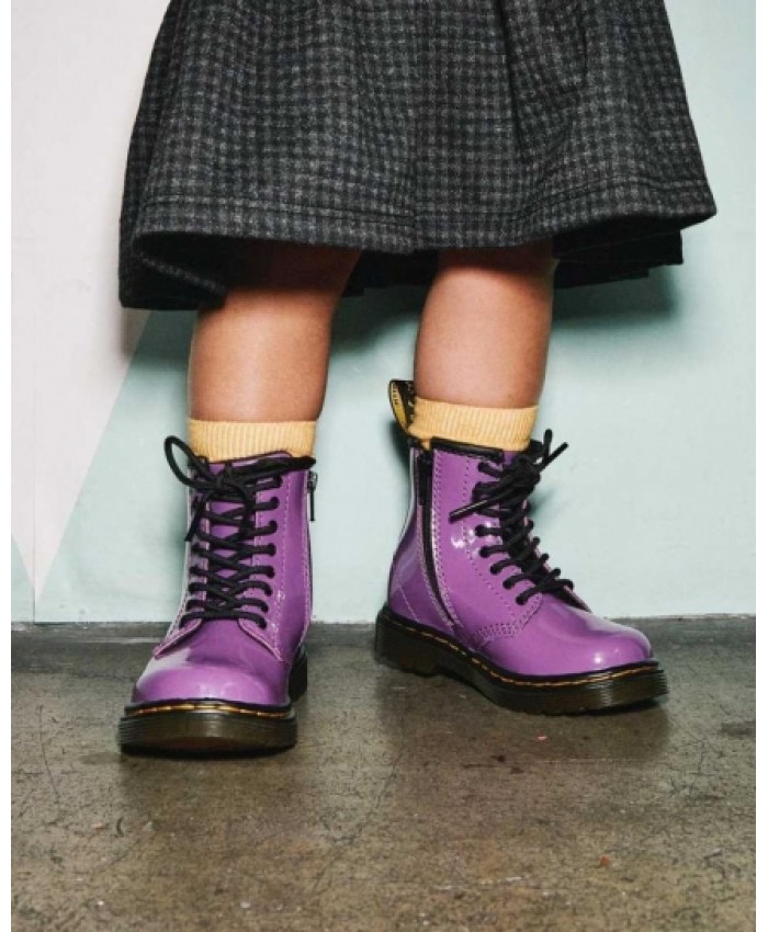 
            Toddler 1460 Patent Leather Lace Up Boots BRIGHT PURPLE        