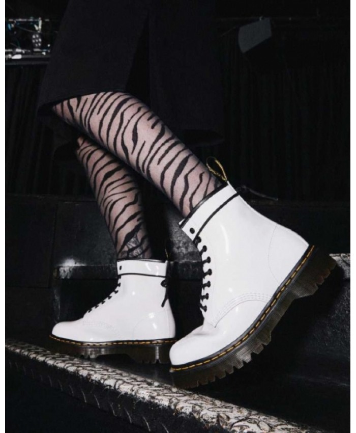 
            1460 Bex Patent Leather Lace Up Boots WHITE        