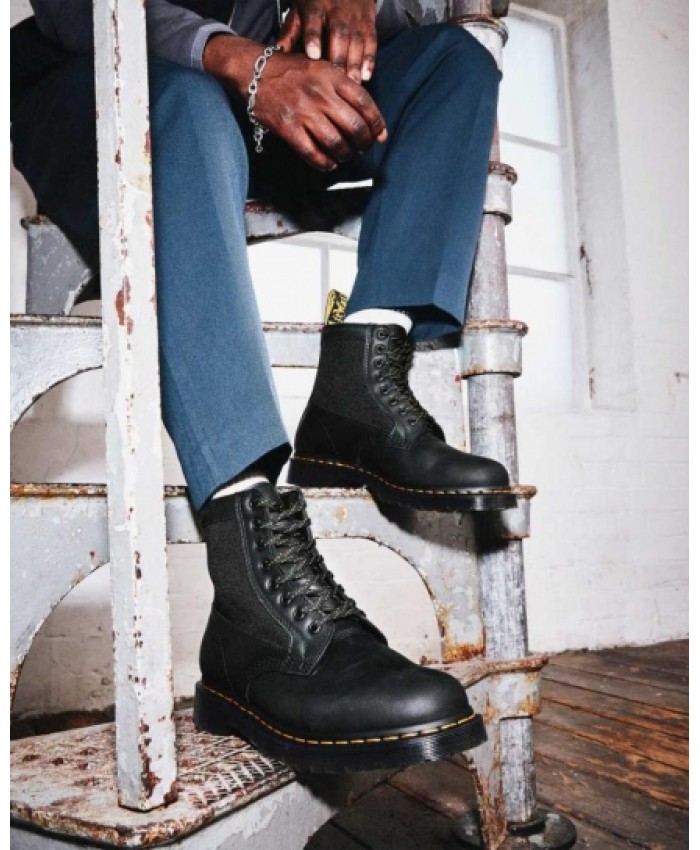 
            1460 Panel Leather Lace Up Boots BLACK        