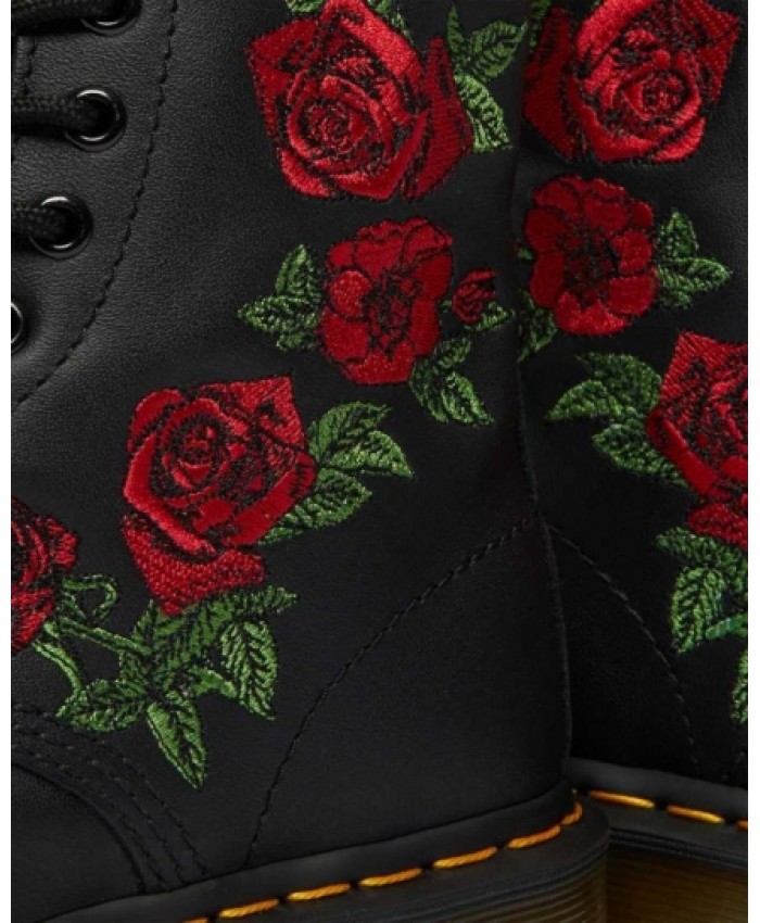 
            1460 Vonda Floral Leather Lace Up Boots BLACK        
