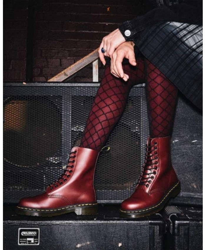 
            1490 Smooth Leather Mid Calf Boots CHERRY RED        