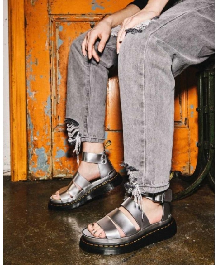 
            Clarissa II Metallic Leather Sandals SILVER        