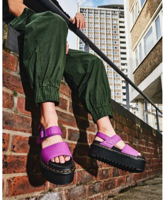 
            Voss Women Leather Strap Platform Sandals BRIGHT PURPLE        