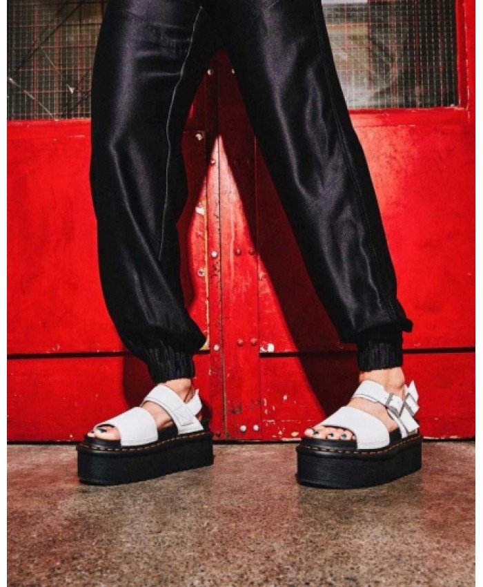 
            Voss Women Leather Strap Platform Sandals WHITE        