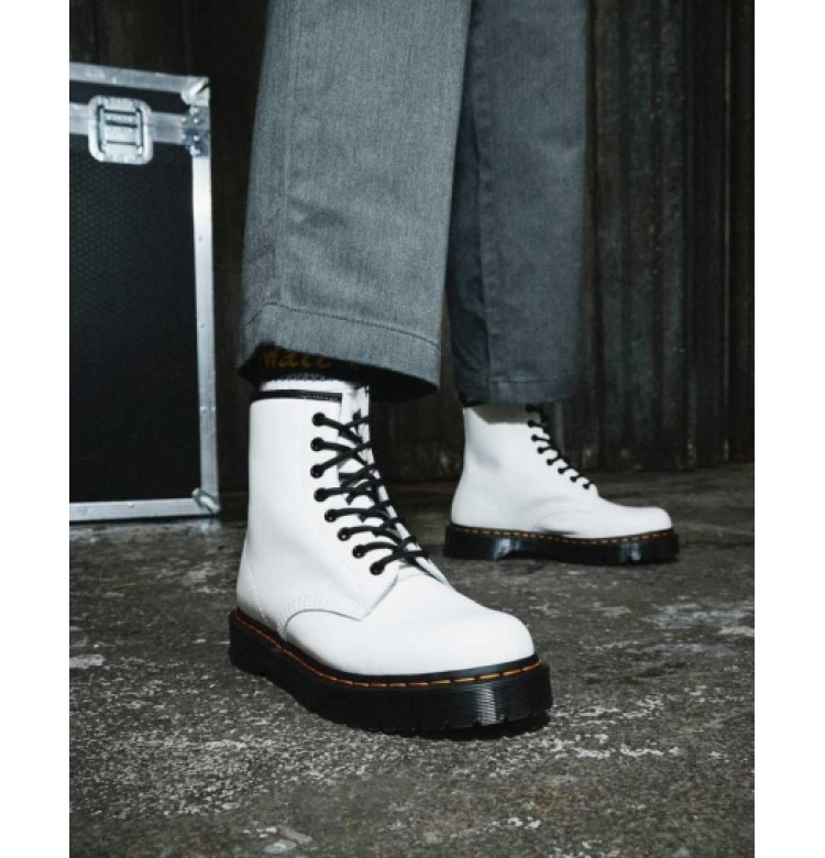 
            1460 Bex Smooth Leather Platform Boots WHITE        