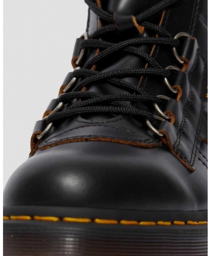 
            Kamin Vintage Smooth Leather Hiker Boots BLACK        